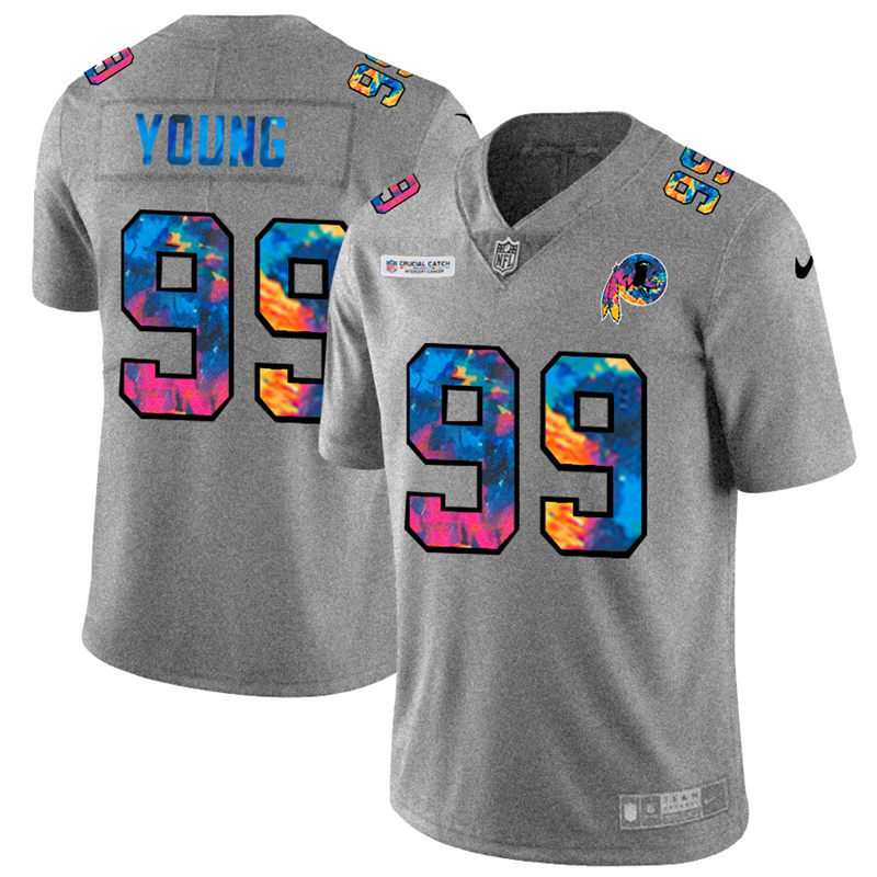 NFL Washington Redskins #99 Chase Young Men Nike MultiColor 2020  Crucial Catch  Jersey Grey->washington redskins->NFL Jersey